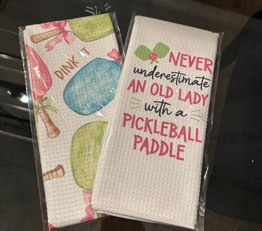 Pickleball Tea Towel Set: Holiday Kitchen Decor, Eco-Friendly Cotton