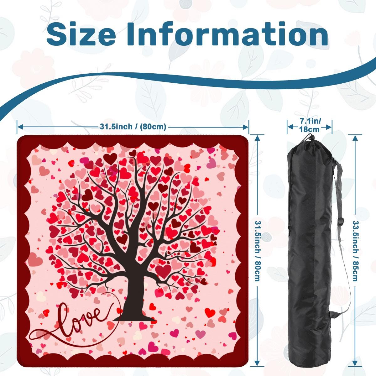 Valentines Day Hearts Mahjong Mat: Mahj Game Tabletop (31.5-inch)