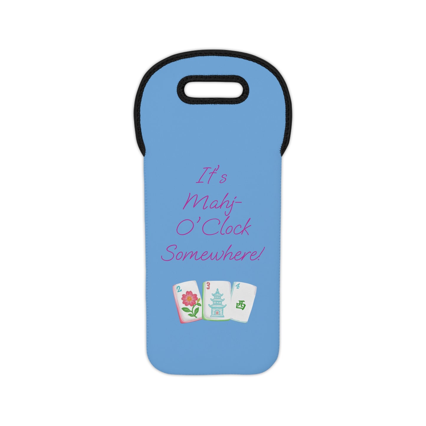 Its Mahj-O'Clock Somewhere Wine Tote Bag, Holiday Gift, Wine Tote, Mahjong Lover
