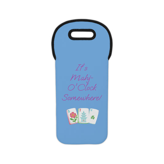 Its Mahj-O'Clock Somewhere Wine Tote Bag, Holiday Gift, Wine Tote, Mahjong Lover
