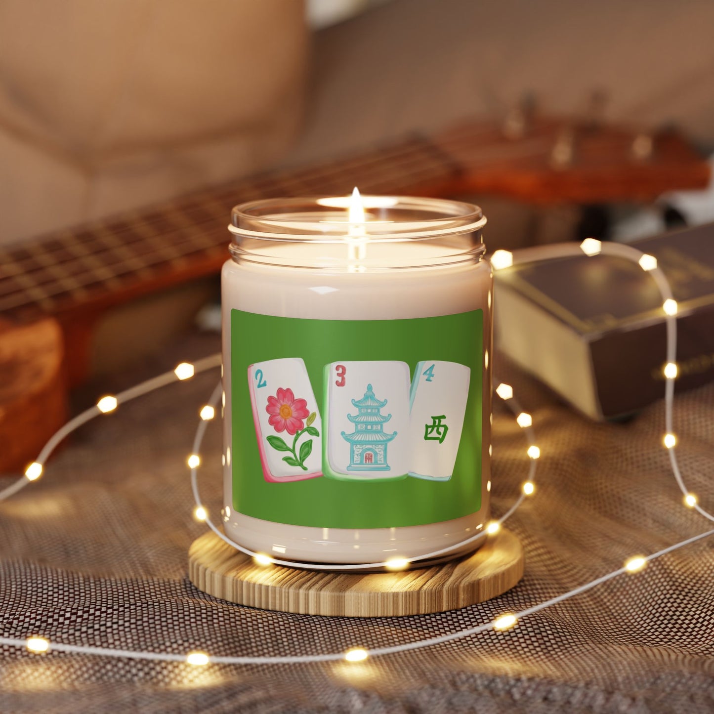 Mahjong Tile Soy Candle, Aromatherapy Gift, 9oz Mahjong Home Decor, Mindfulness Relaxation Candle, Self-Care Candle