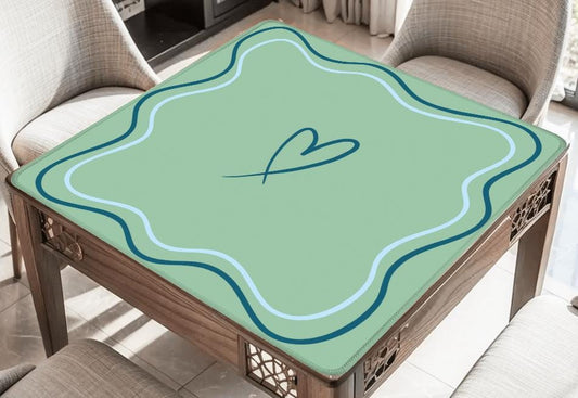 Green and Navy Open Heart Mahjong Mat: Mahj Game Tabletop (31.5-inch)