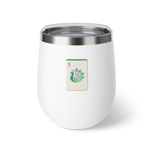 Peacock-Themed Insulated Cup, Eco-Friendly Drinkware, Mahjong Bird Bam, Perfect Gift for Tea Lovers, Mahj Players, Unique Mugs for Home