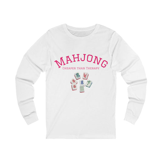 Mahjong Cheaper than Therapy Long Sleeve Mahjong Tee, Best for the Mahj Player!