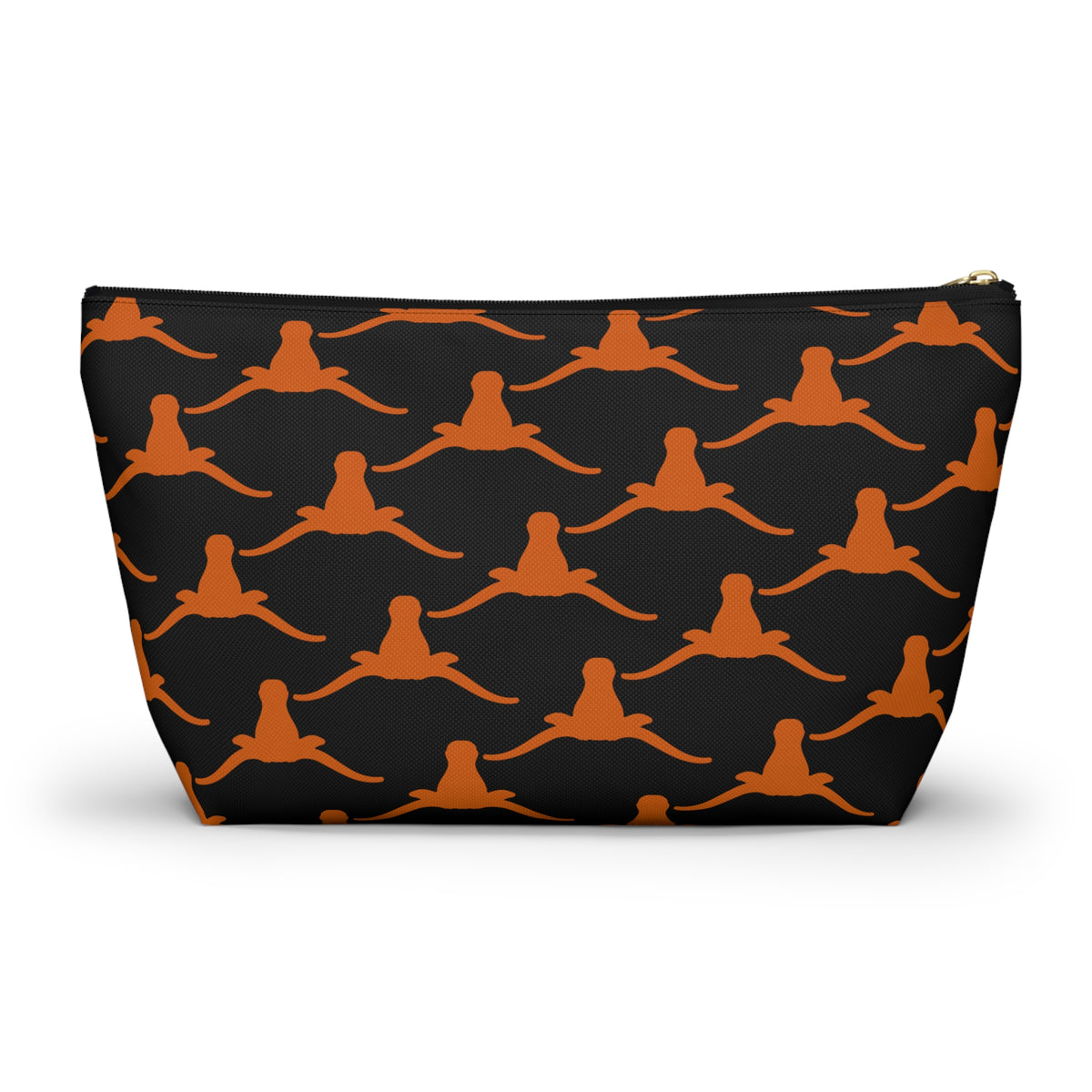 Longhorn Pattern Mahjong Tile Pouch — Black & Burnt Orange T-Bottom