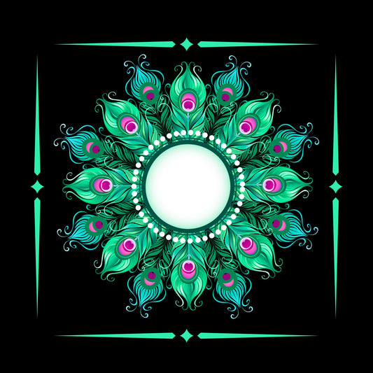 Black Peacock Circle Mahjong Mat: Mahj Game Tabletop (31.5-inch)