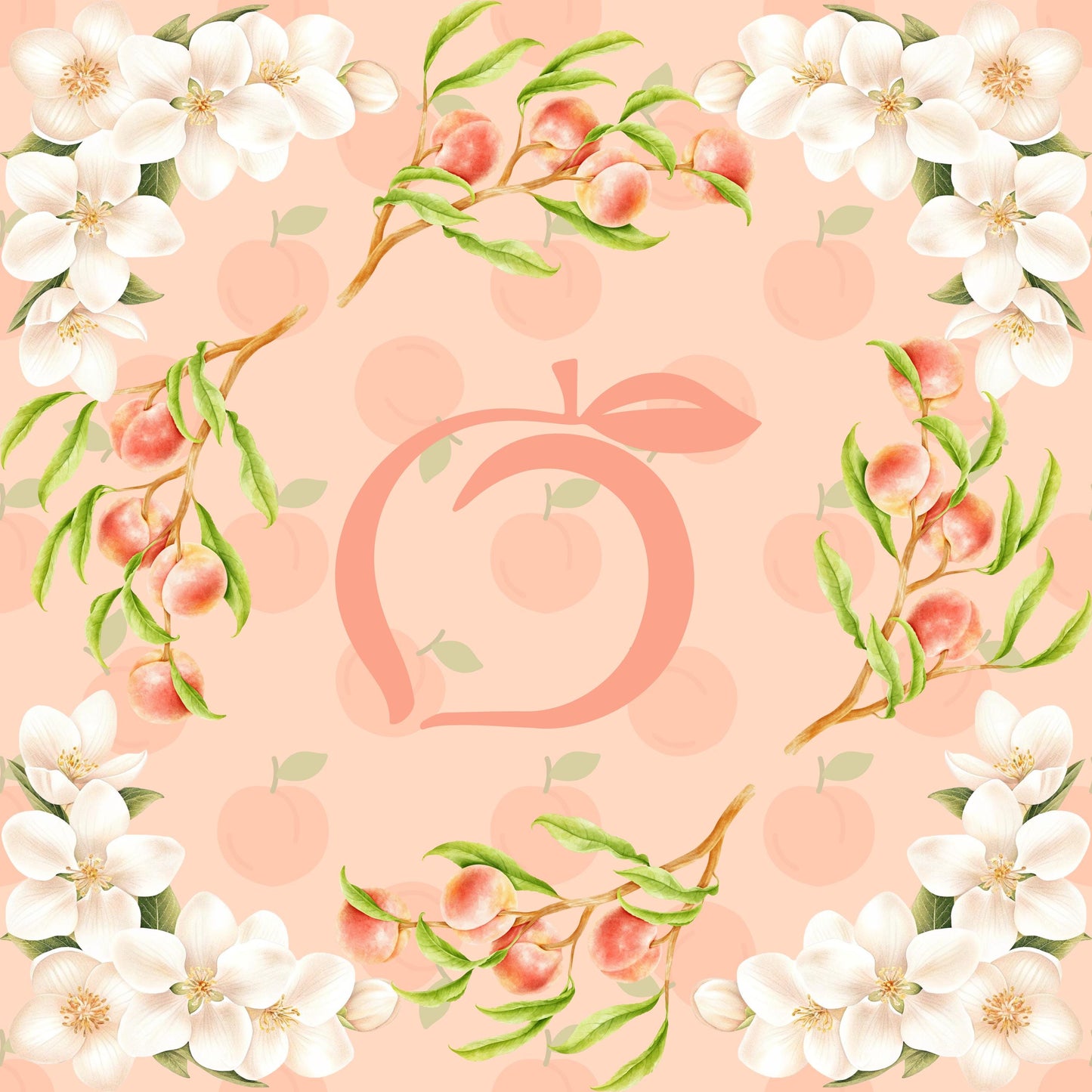 Georgia Peach Mahjong Mat: Mahj Game Tabletop (31.5-inch)