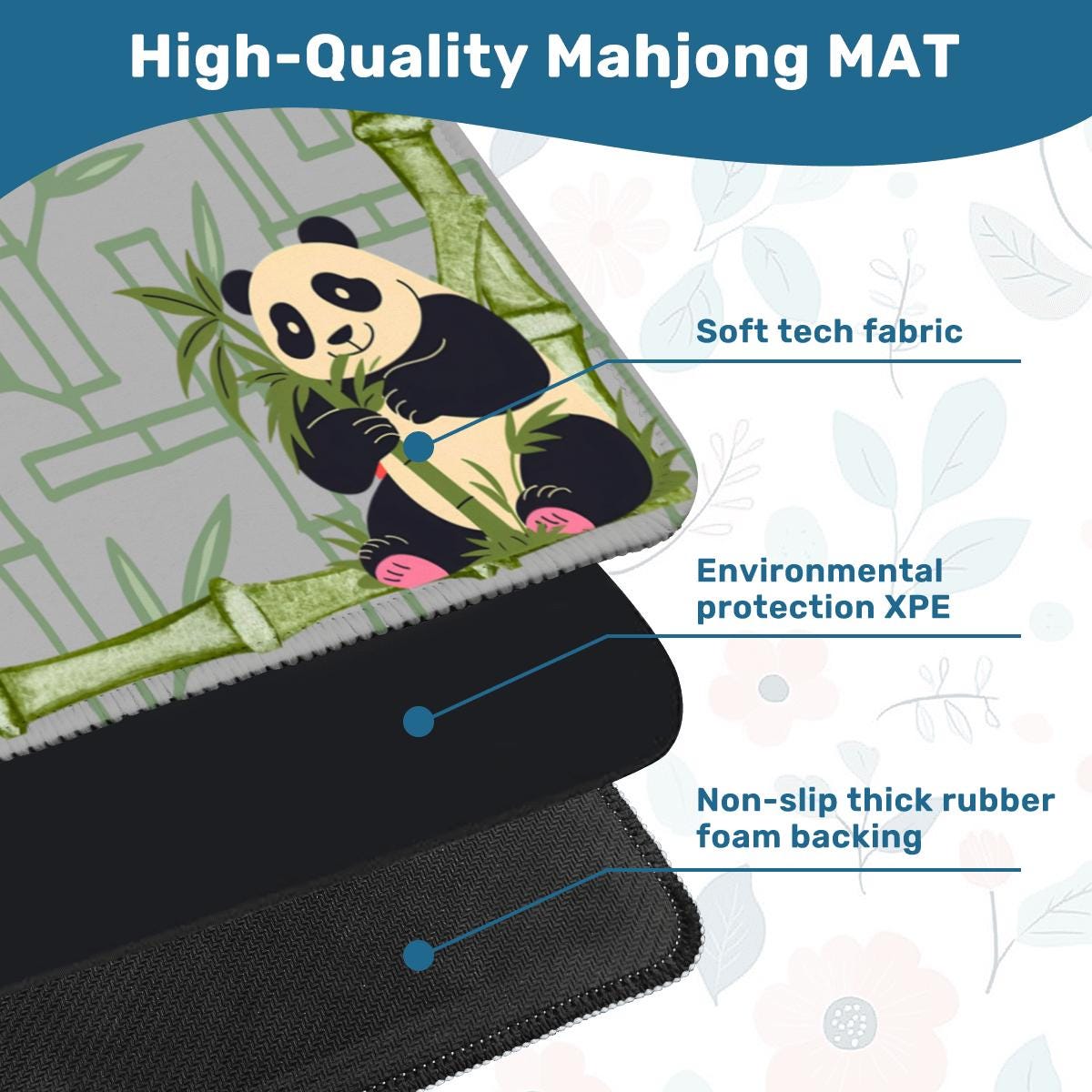 Pandas Mahjong Mat: Mahj Game Tabletop (31.5-inch)