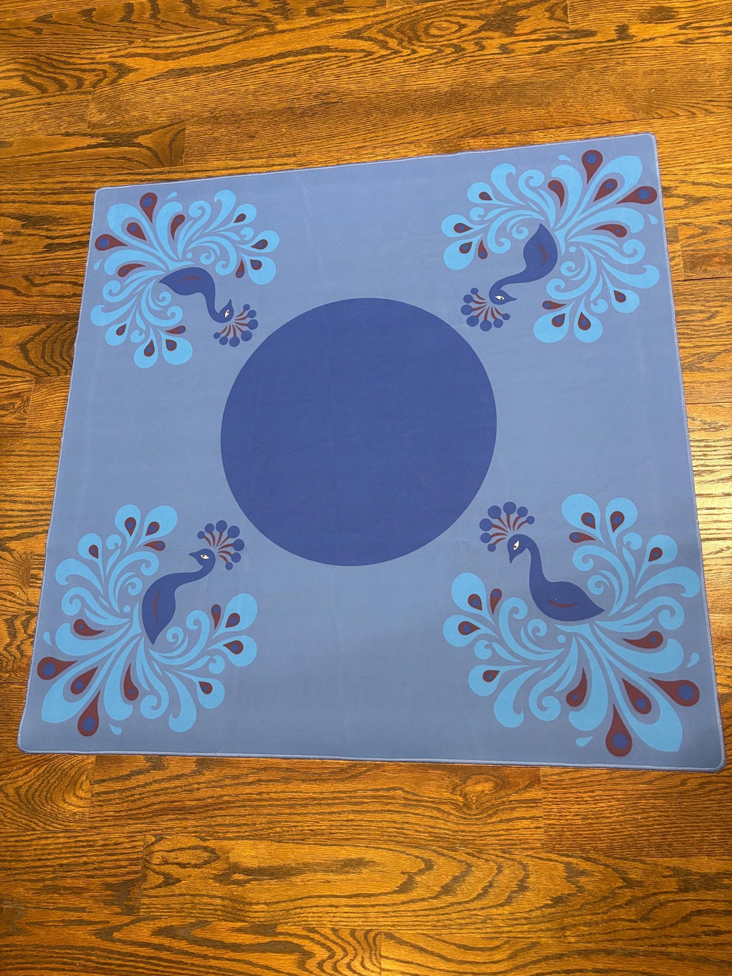 Preppy Peacock Mahjong Mat with Border