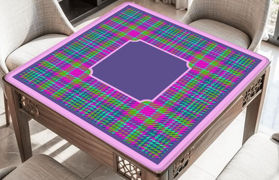 Purple and Pink Plaid Mahjong Mat