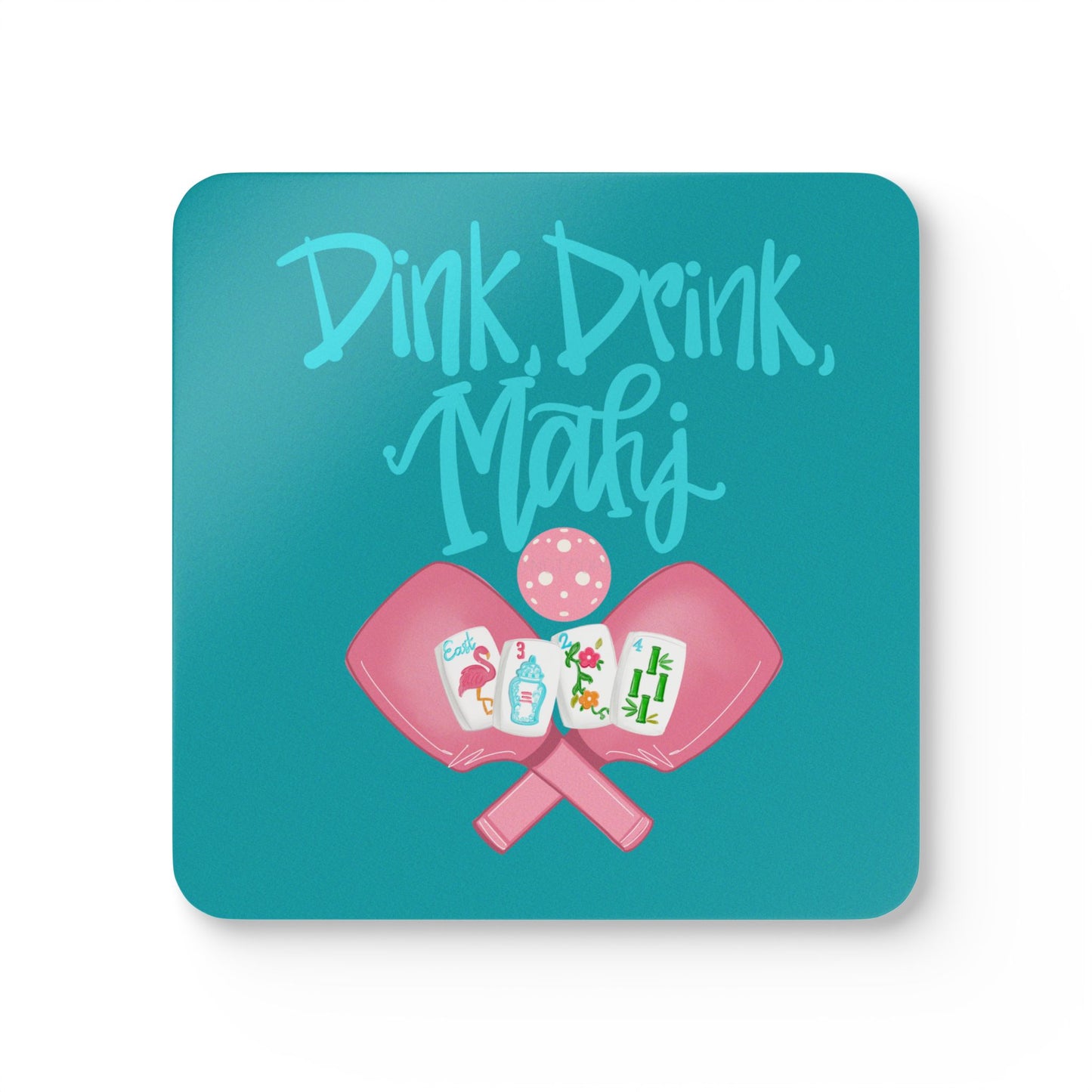 Mahjong & Pickleball Coaster Set - Dink Drink Mahj, Beach Decor, Housewarming Gift, Summer Mahjong and Pickleball Party Accessories