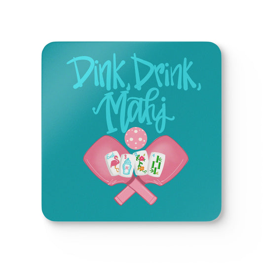 Mahjong & Pickleball Coaster Set - Dink Drink Mahj, Beach Decor, Housewarming Gift, Summer Mahjong and Pickleball Party Accessories