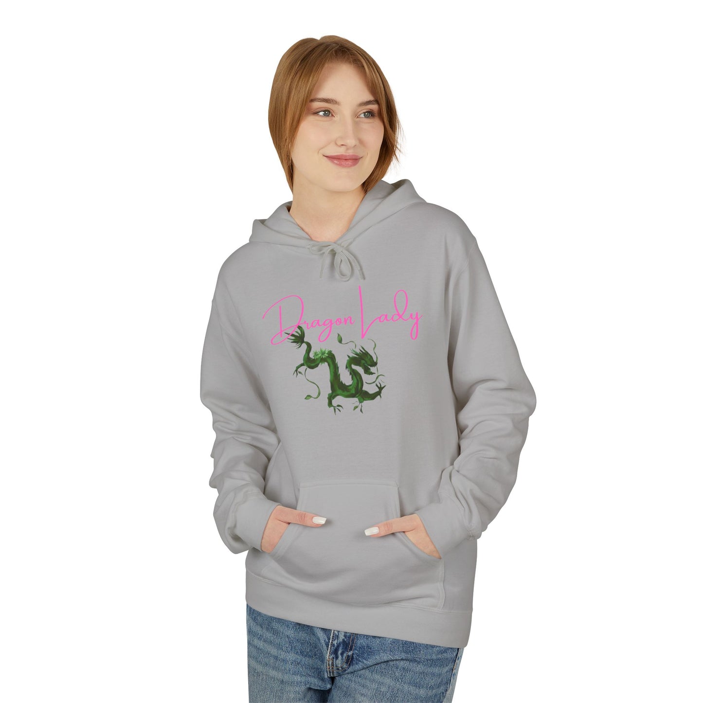 Mahjong Dragon Lady Fleece Hoodie - Cozy, Unisex, Gift for Her, Mahj Lover!