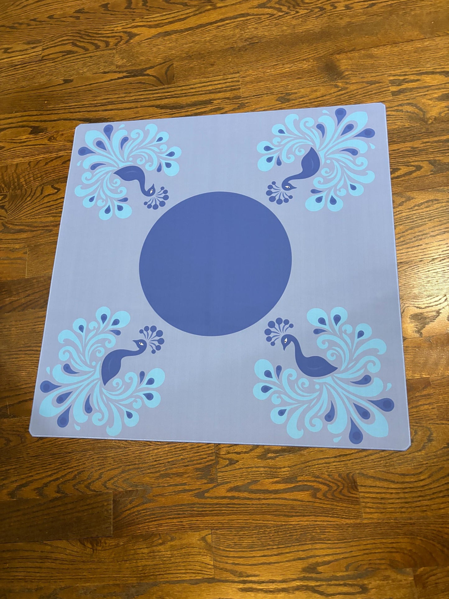 Blue Peacock Mahjong Mat: Mahj Game Tabletop (31.5-inch)