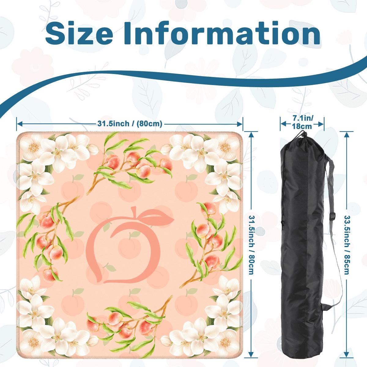 Georgia Peach Mahjong Mat: Mahj Game Tabletop (31.5-inch)