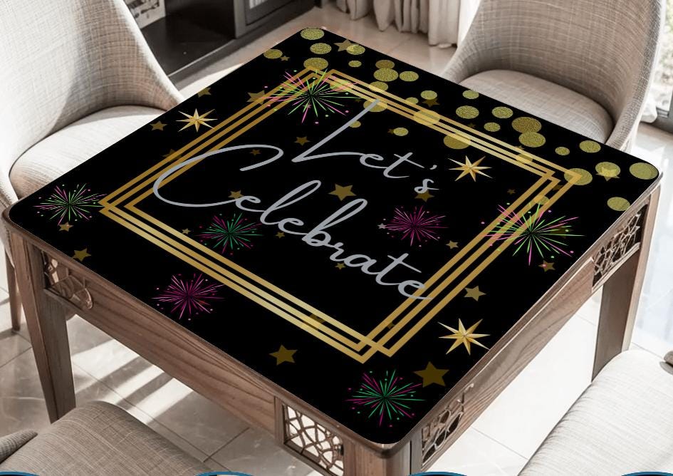 Let's Celebrate Mahjong Mat: Mahj Game Tabletop (31.5-inch)
