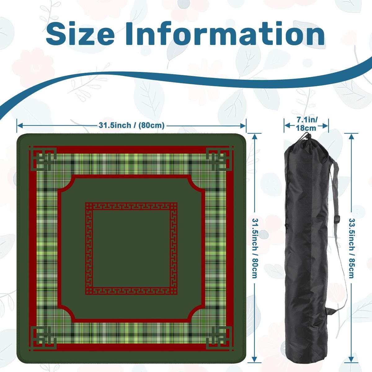 Olive Plaid Mahjong Mat: Mahj Game Tabletop (31.5-inch)