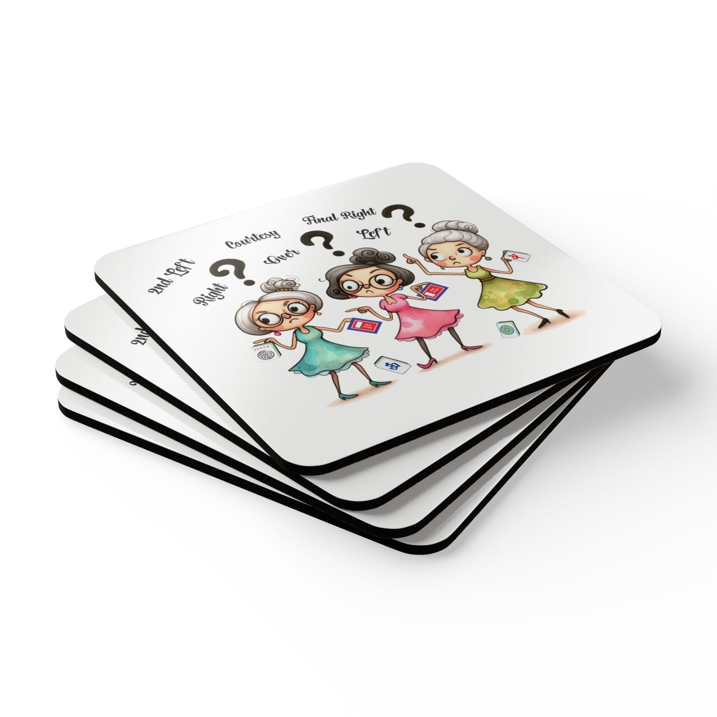 Playful Cork Coaster Set with Whimsical Mahjong Design - Perfect for Home Decor, Mahj, Gifts, Parties, and More!