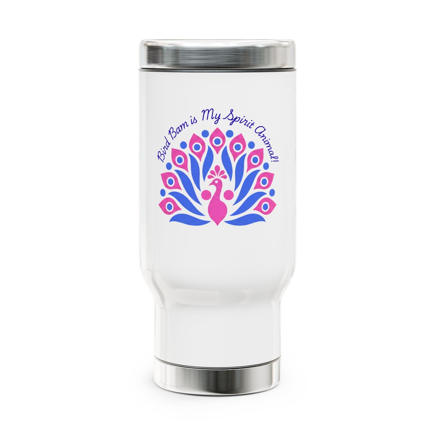 Bam Bird Peacock Spirit Mahjong Travel Mug - Insulated Coffee Cup, Gift for Mahj Lovers, Adventure Travel, Birthday Gift, Everyday Use