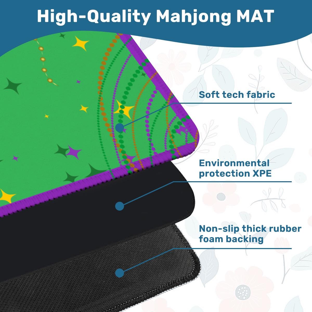 Mardi Gras Celebration Mahjong Mat Tabletop (31.5-inch)