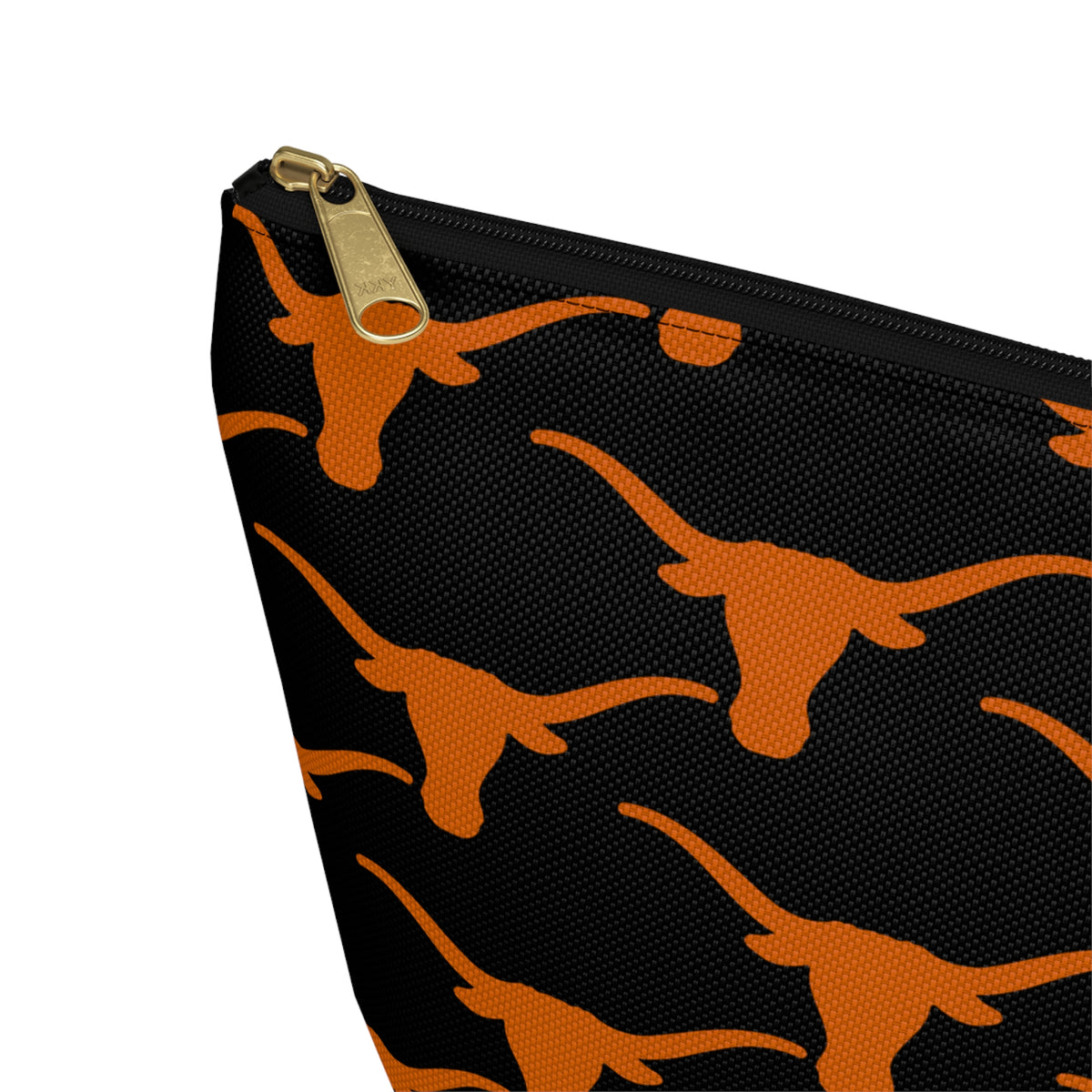 Longhorn Pattern Mahjong Tile Pouch — Black & Burnt Orange T-Bottom