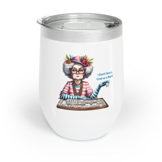 Old Lady playing Mahjong! Chill Wine Tumbler