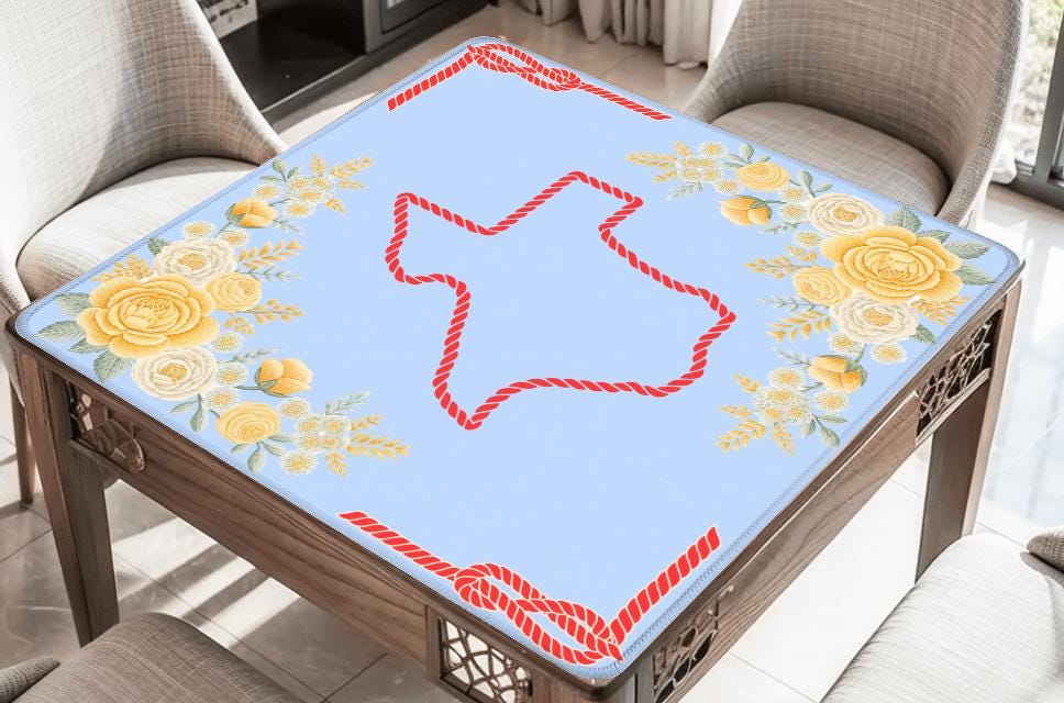 Texas Yellow Rose and Pink Celebration Mahjong Mat