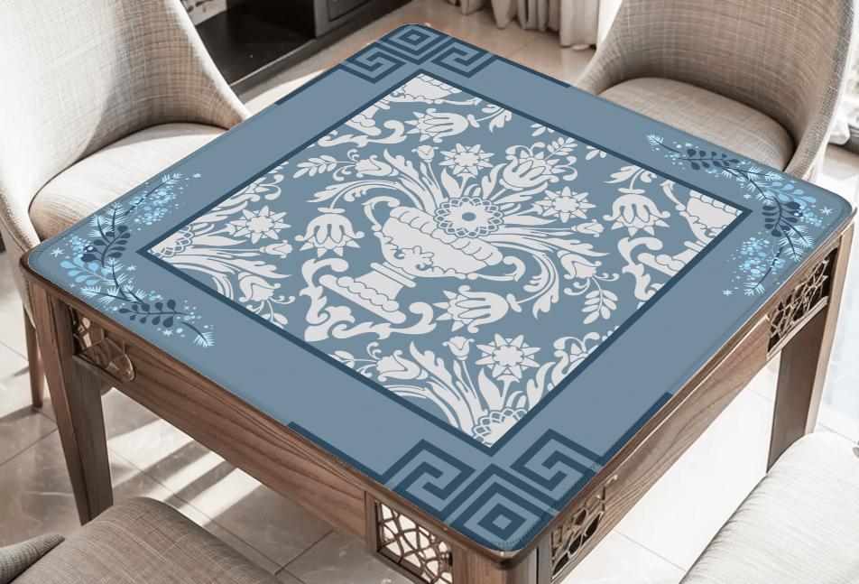 Blue and Gray Calm Mahjong Mat: Mahj Game Tabletop (31.5-inch)