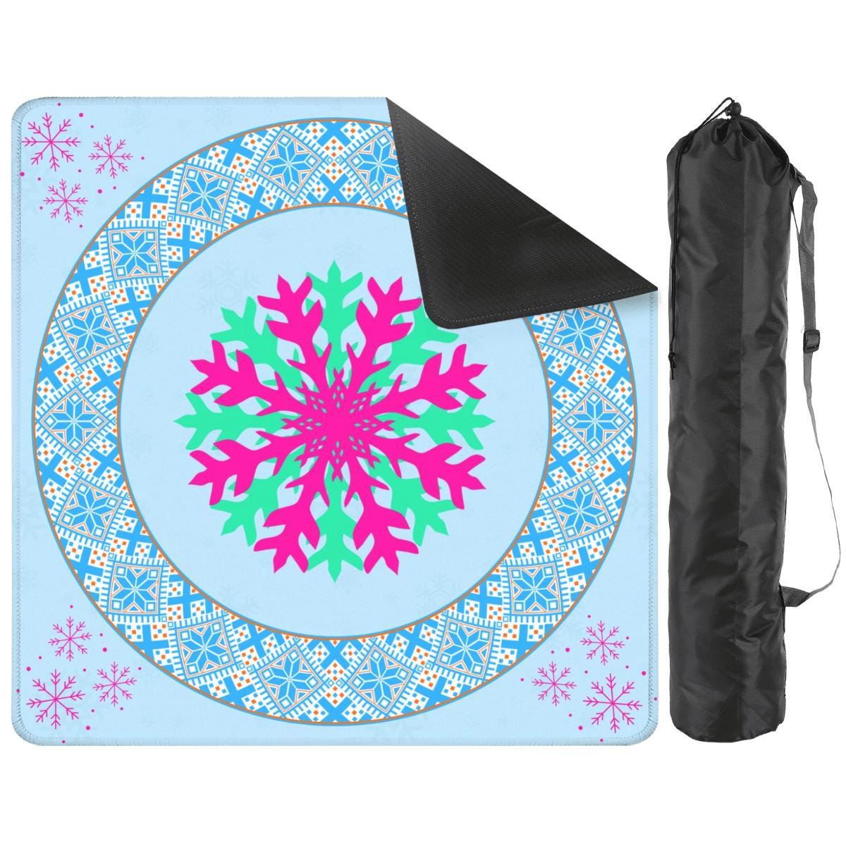 Fair Isle Pink Snowflakes Mahjong Mat Tabletop (31.5-inch)