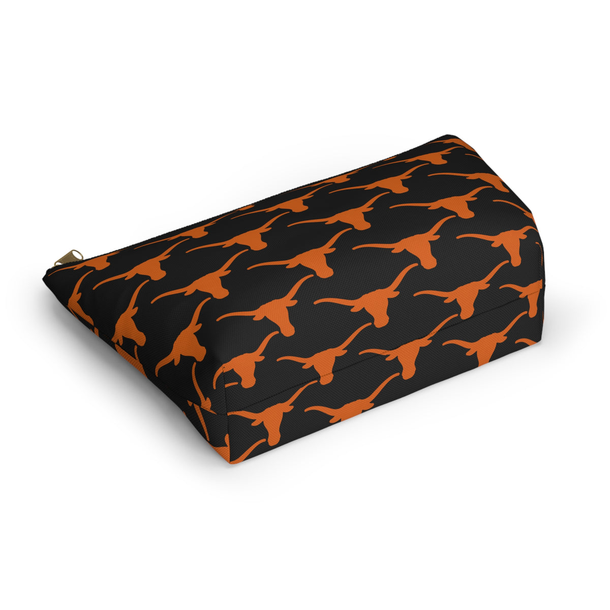Longhorn Pattern Mahjong Tile Pouch — Black & Burnt Orange T-Bottom