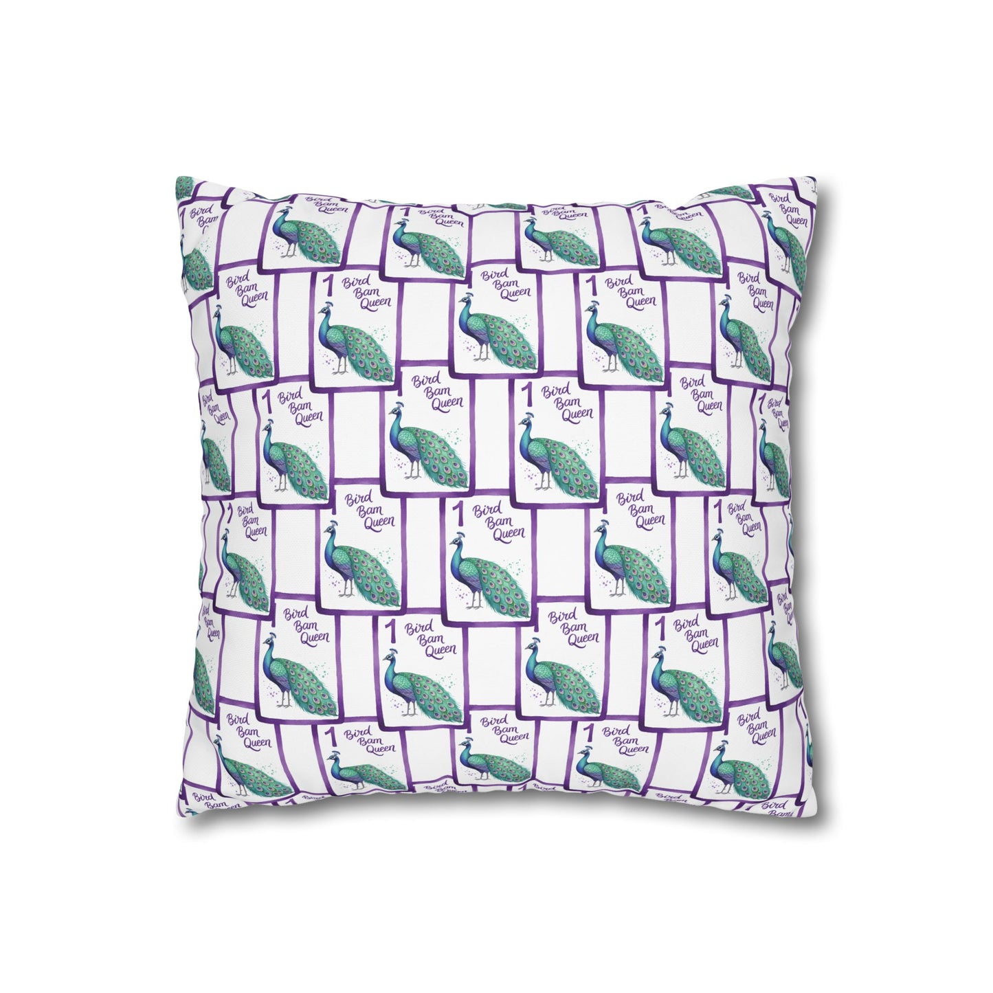 Bird Bam Queen Mahjong inspired square pillowcase
