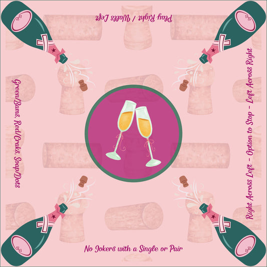 Champagne Toast with Instructions Mahjong Mat: Non-Slip Polyester, 31.5" Square