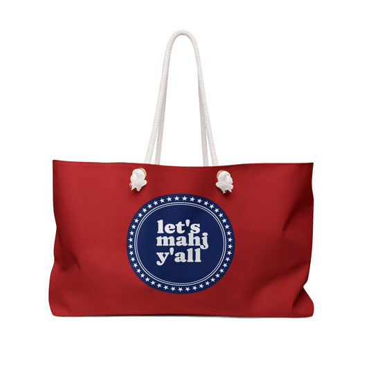 Colorful Weekender Bag: Let's Mahj Y'all Travel Tote