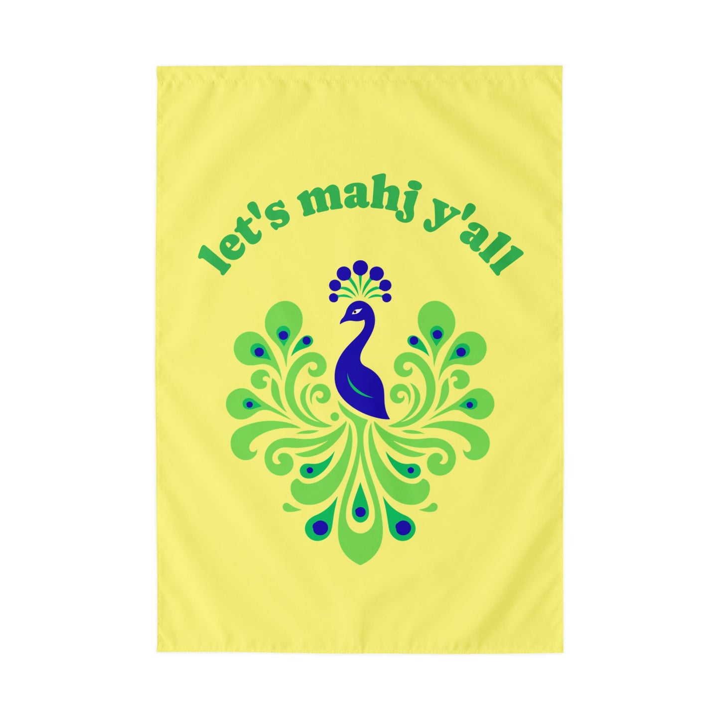 Let's Mahj Y'all Outdoor Flag with Rod Pocket | Peacock Design, Pink & Green