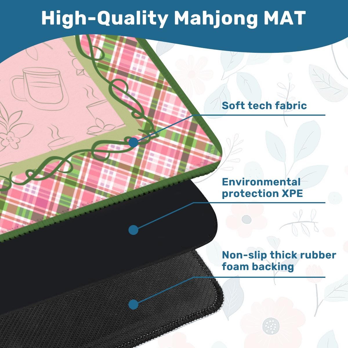 Spill the Tea Plaid Mahjong Mat