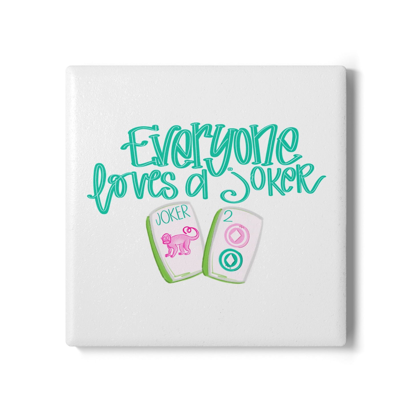 Playful Mahjong Joker Ceramic Coaster, Home Decor, Beverage Holder, Gifts for Mahj, Funny Mahjong Kitchen Accessories