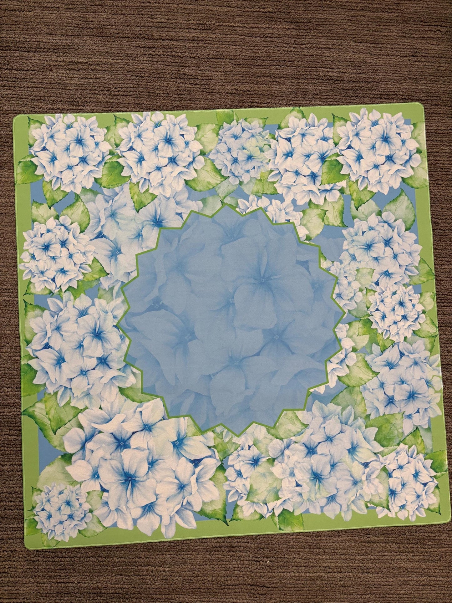 Sea of Hydrangeas Mahjong Mat: Mahj Game Tabletop 33"