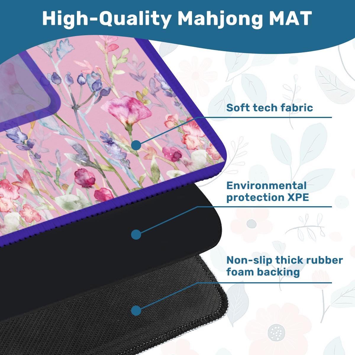 Dusty Rose Florals Mahjong Mat
