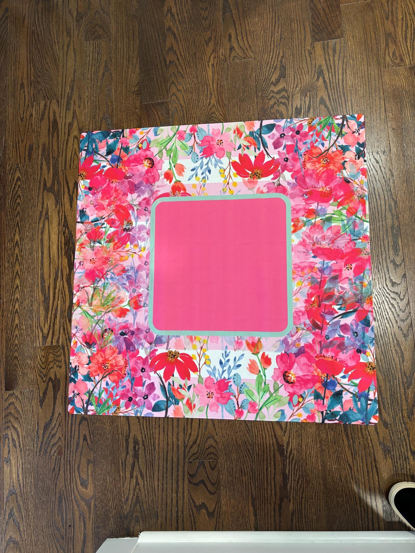 Pink Blooms Mahjong Mat: Neoprene, 33.5" Square