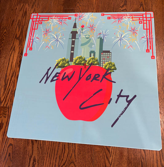New York City Blue Mahjong Mat: Mahj Game Tabletop (31.5-inch)
