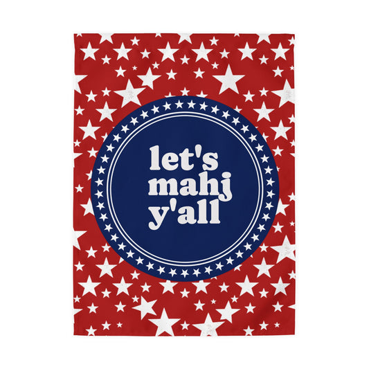 Let's Mahj Y'all Outdoor Flag with Rod Pocket | Patriotic Design