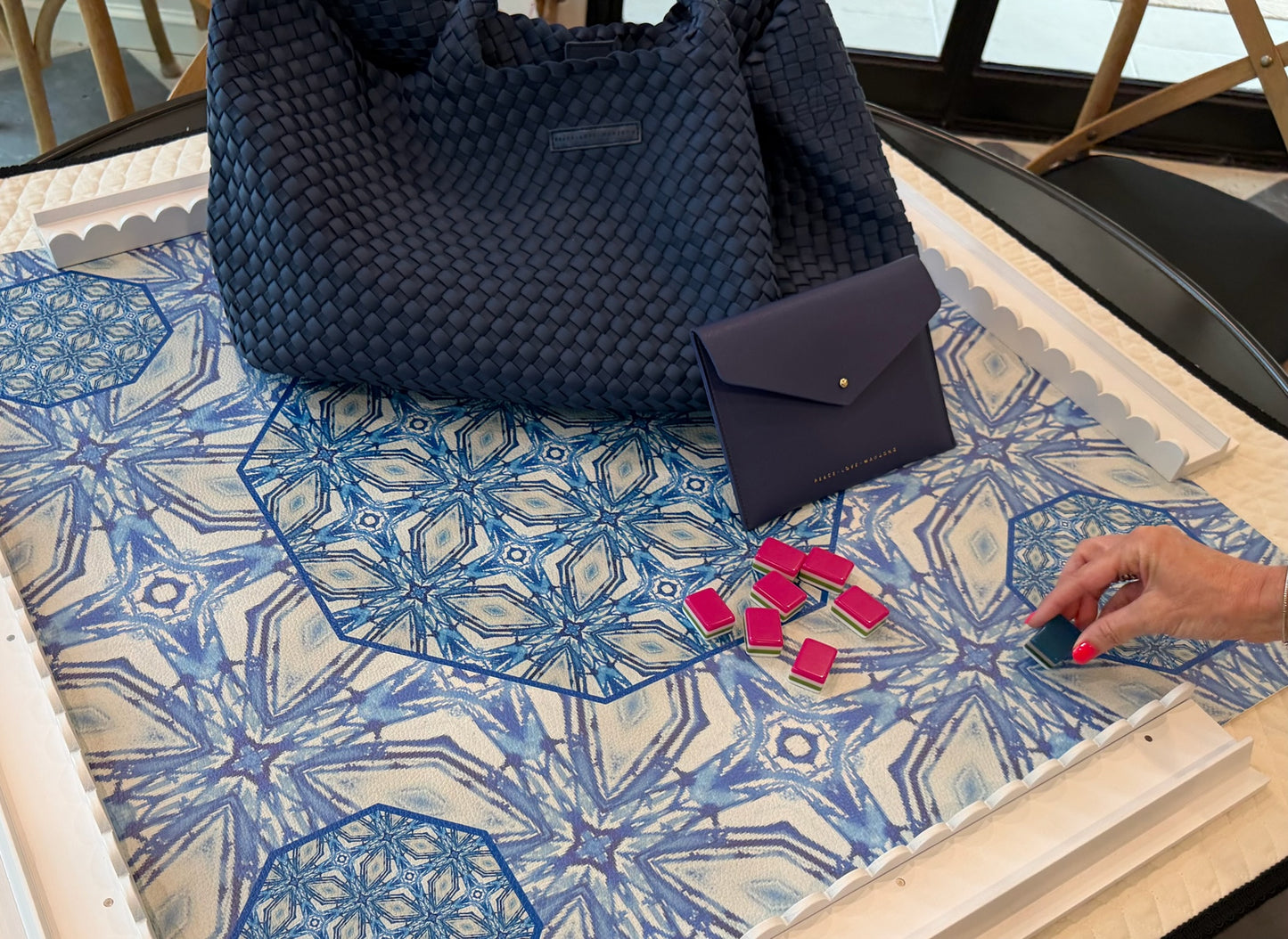 Leatherette Blue Octagon Pattern no. 53
