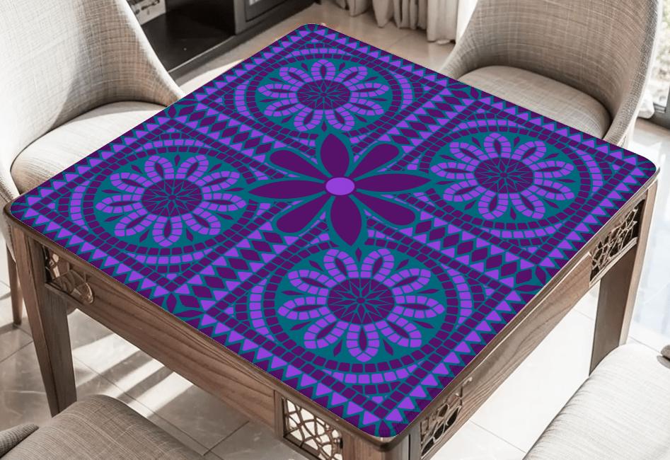 Purple and Teal Tiles Mahjong Mat Tabletop