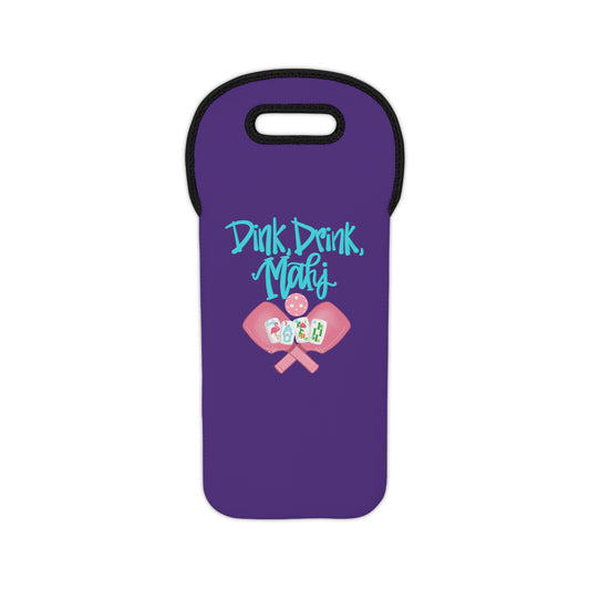 Dink Drink Mahj Wine Tote Bag, Holiday Gift, Wine Tote, Pickleball and Mahjong Lover