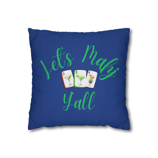 Let's Mahj Y'all Mahjong Inspired square pillowcase