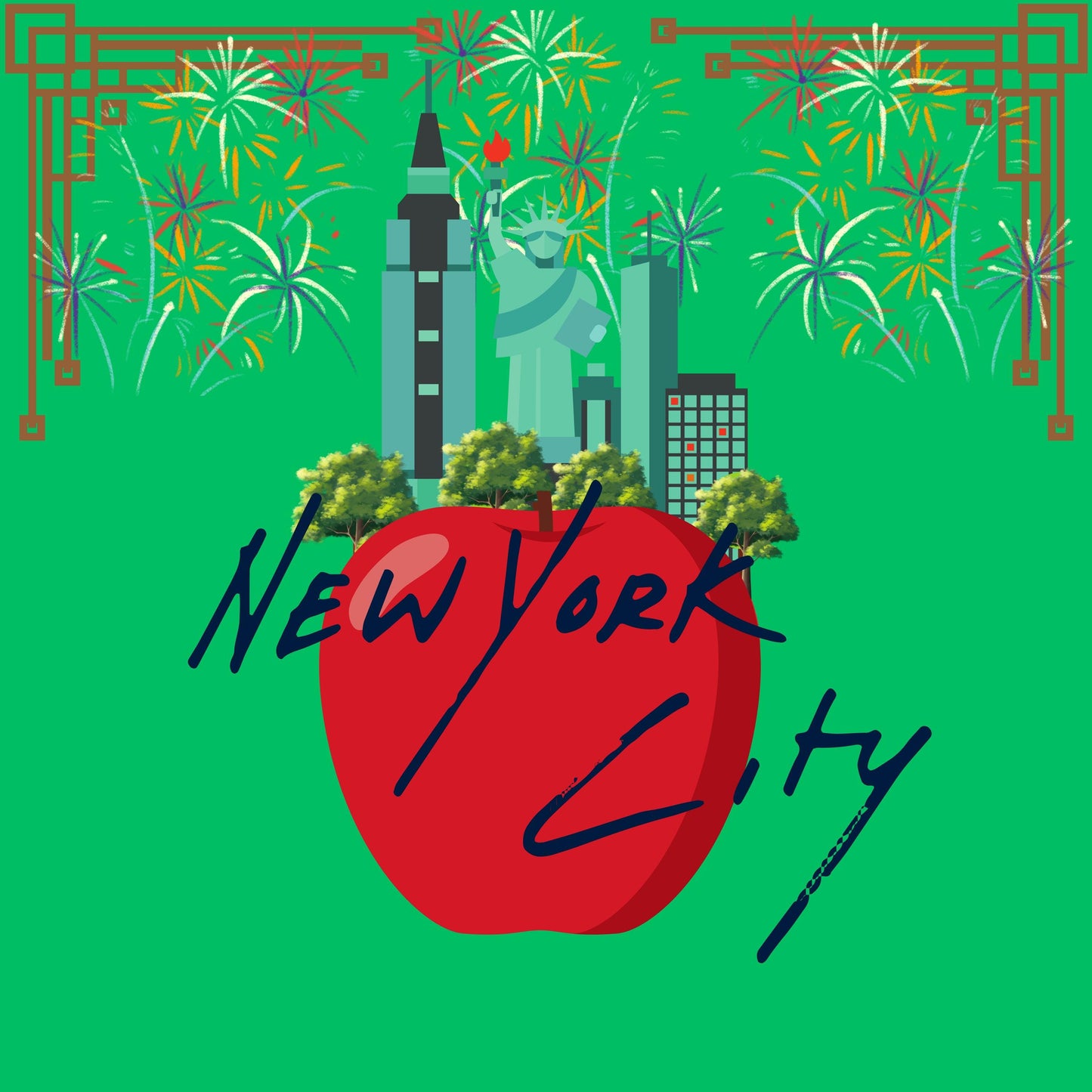 New York City Green Mahjong Mat: Mahj Game Tabletop (31.5-inch)