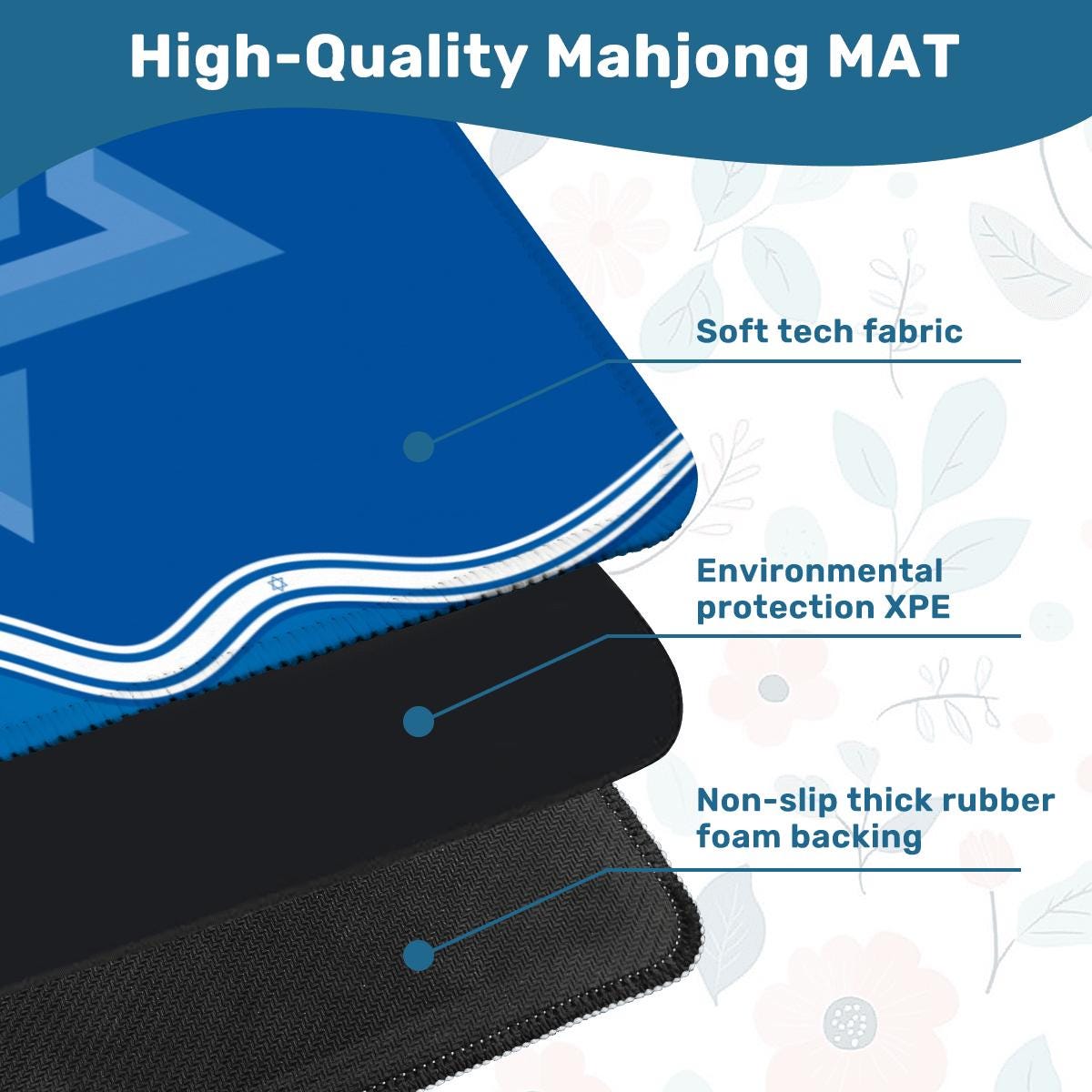 Jewish Star Mahjong Mat: Mahj Game Tabletop (31.5-inch)