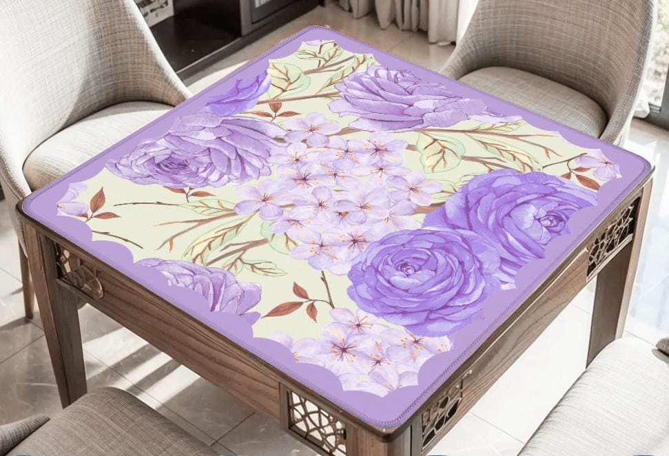 Lavender Flowers Mahjong Mat: Mahj Game Tabletop (31.5-inch)