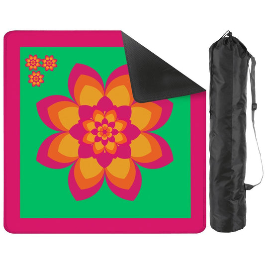 Sunset Flower Pink Green and Orange Mahjong Mat: Mahj Game Tabletop (31.5-inch)