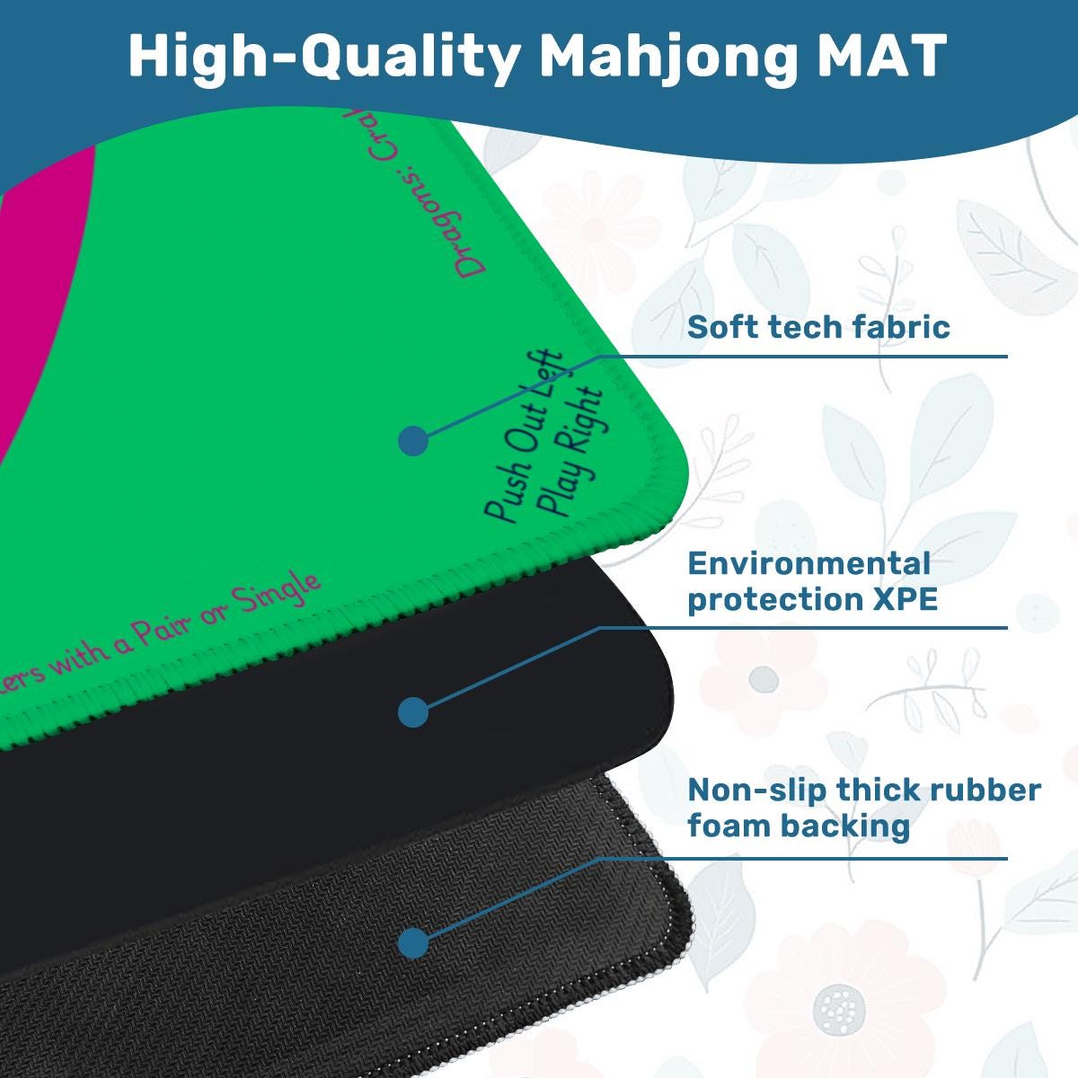 Pink and Green Open Heart Mahjong Mat